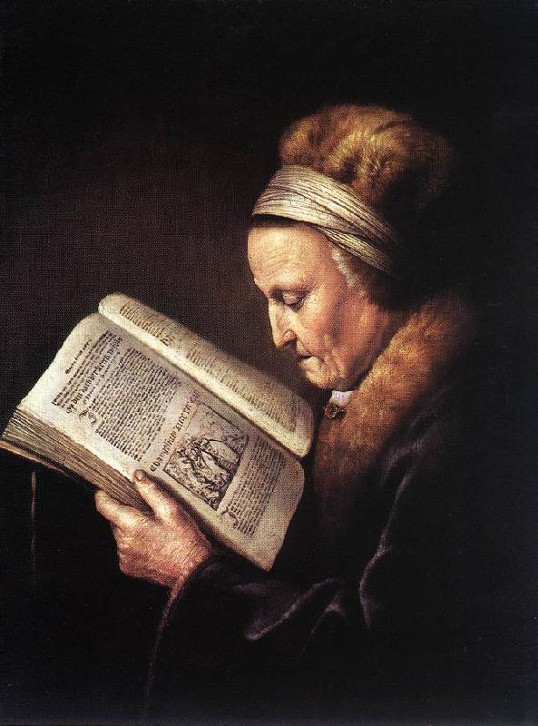 DOU, Gerrit Old Woman Reading a Bible dfg oil painting picture